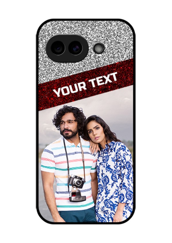 Google Pixel 10A 5G Custom Glass Phone Case - Image Holder With Glitter Strip Design