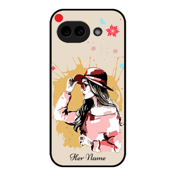Google Pixel 10A 5G Custom Glass Phone Case - Women With Pink Hat Design