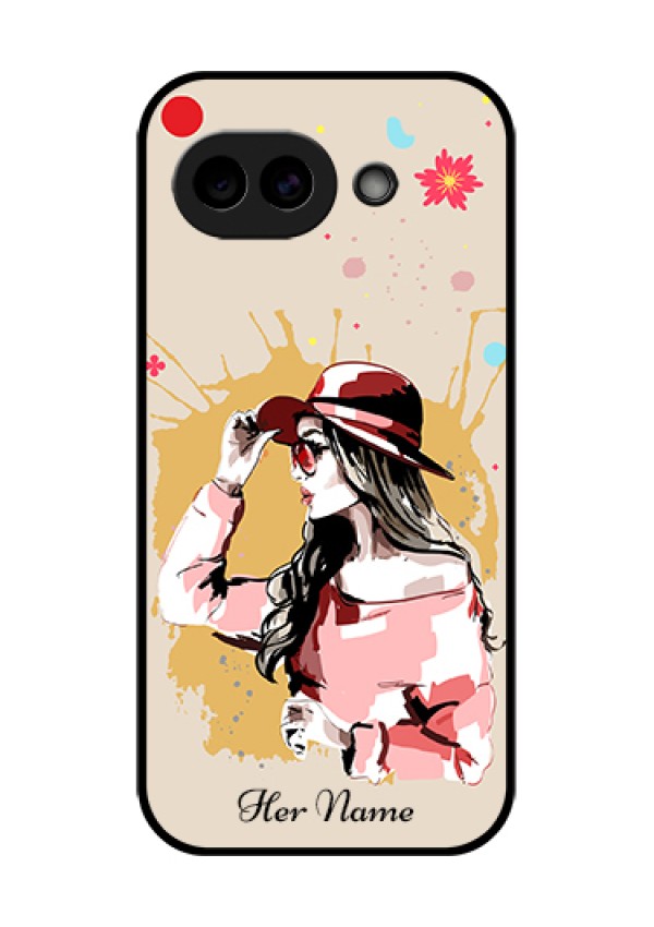 Google Pixel 10A 5G Custom Glass Phone Case - Women With Pink Hat Design
