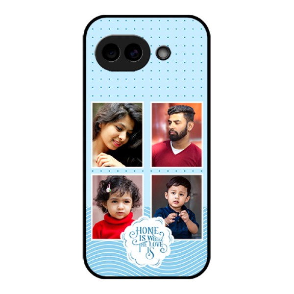 Google Pixel 10A 5G Custom Glass Phone Case - Cute Love Quote With 4 Pic Upload Design