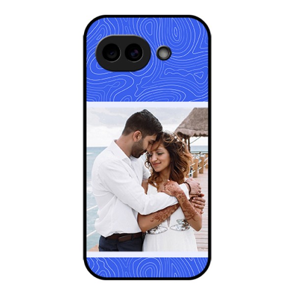 Google Pixel 10A 5G Custom Glass Phone Case - Curved Line Art With Blue And White Design