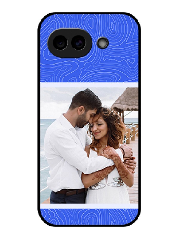 Custom Google Pixel 10A 5G Custom Glass Phone Case - Curved Line Art With Blue And White Design