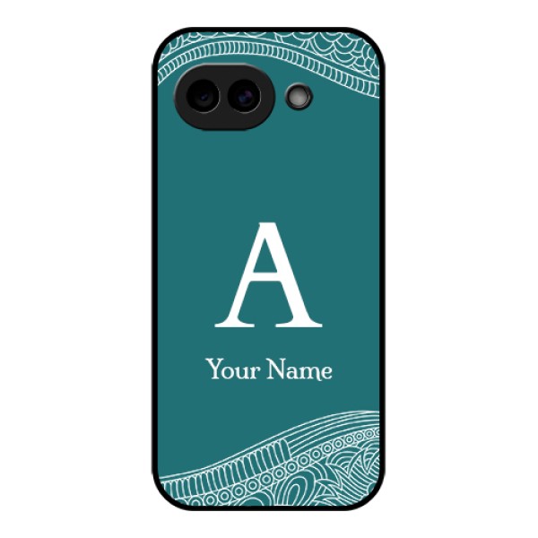 Google Pixel 10A 5G Custom Glass Phone Case - Line Art Pattern With Custom Name Design