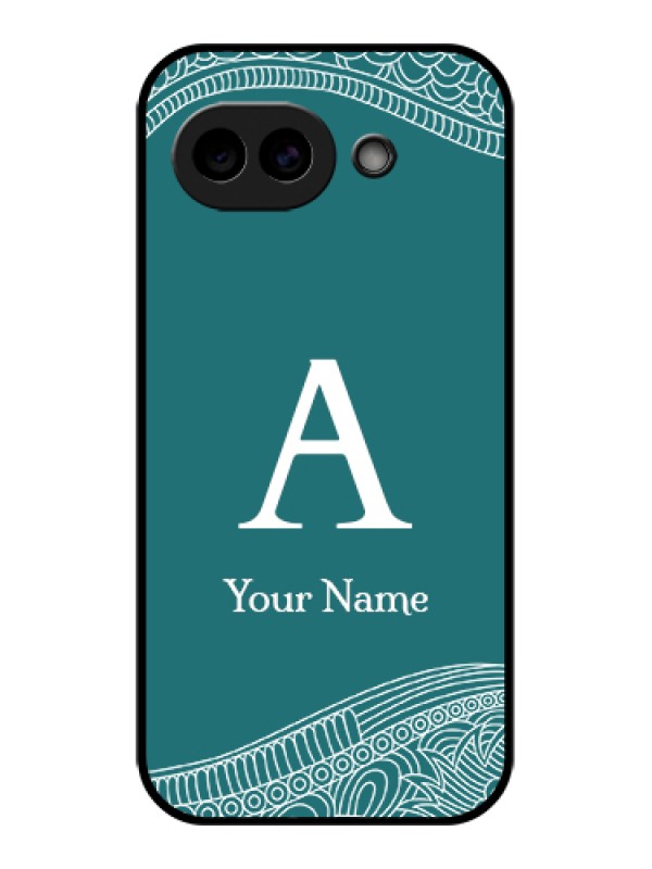 Custom Google Pixel 10A 5G Custom Glass Phone Case - Line Art Pattern With Custom Name Design