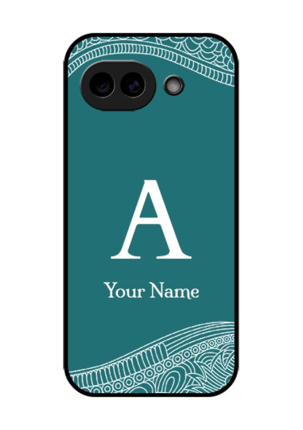 Google Pixel 10A 5G Custom Glass Phone Case - Line Art Pattern With Custom Name Design