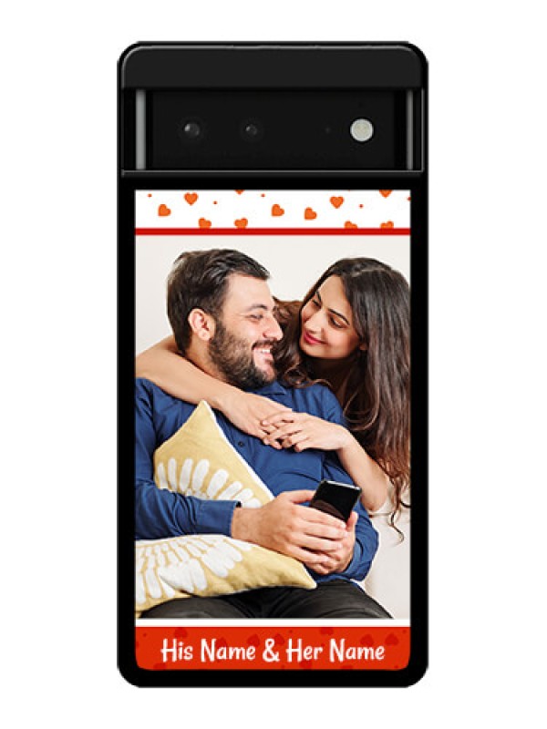 Custom Google Pixel 6 5G Custom Glass Phone Case - Orange Love Symbol Design