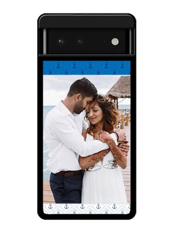 Custom Google Pixel 6 5G Custom Glass Phone Case - Blue Anchors Design