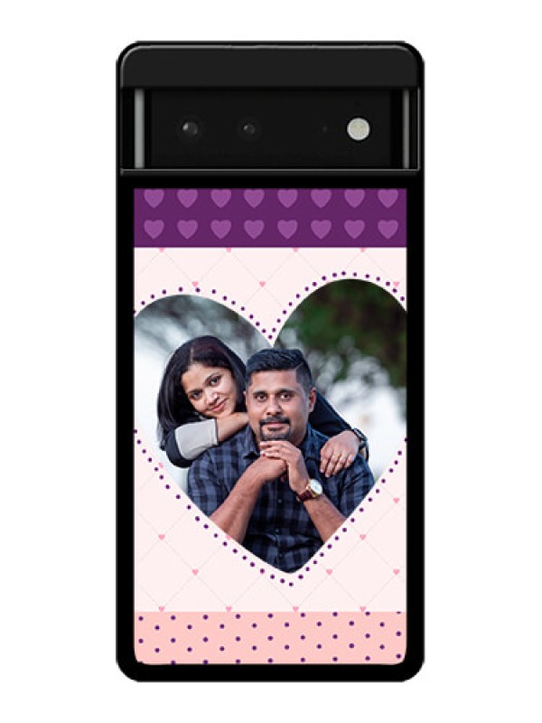 Custom Google Pixel 6 5G Custom Glass Phone Case - Violet Love Dots Design