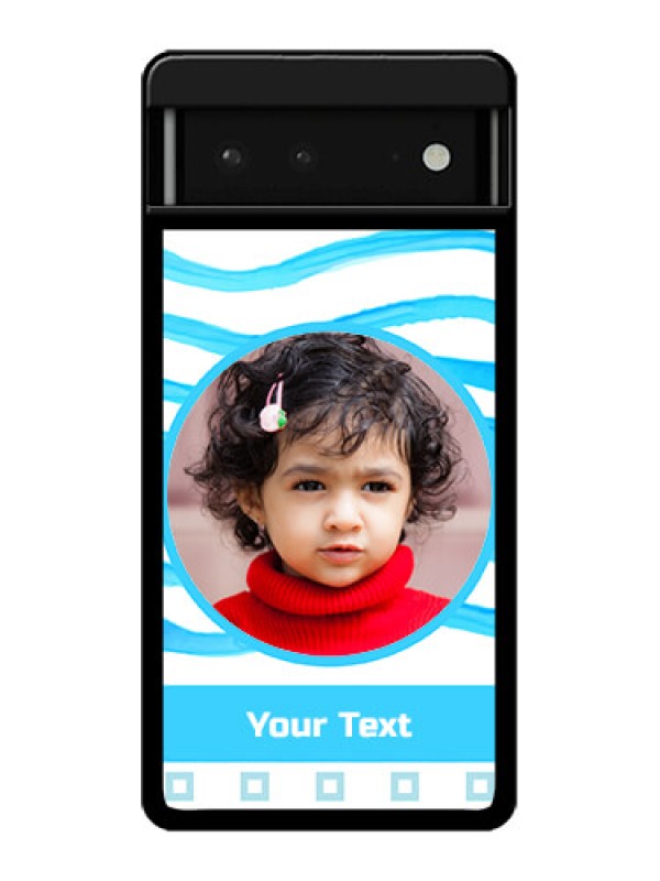 Custom Google Pixel 6 5G Custom Glass Phone Case - Simple Blue Case Design