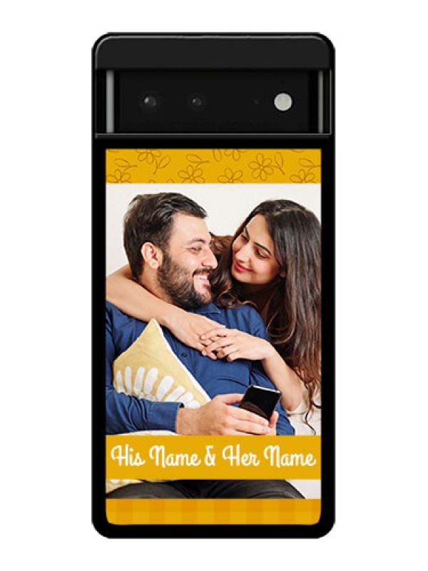 Custom Google Pixel 6 5G Custom Glass Phone Case - Yellow Floral Design