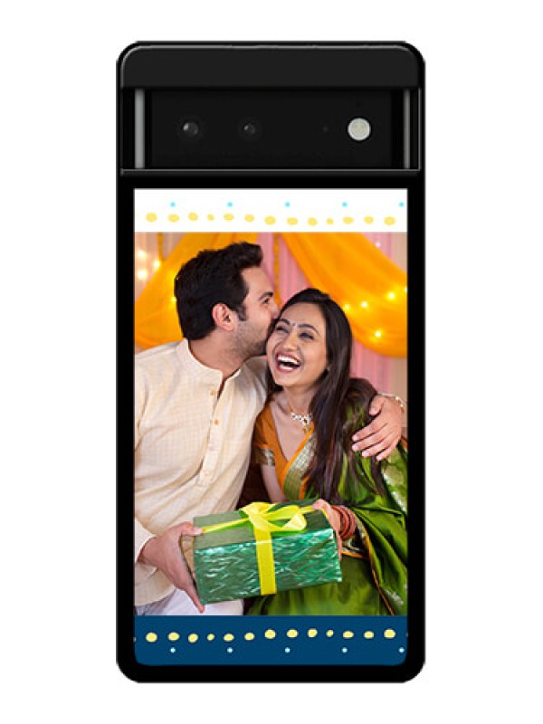 Custom Google Pixel 6 5G Custom Glass Phone Case - White And Blue Abstract Design