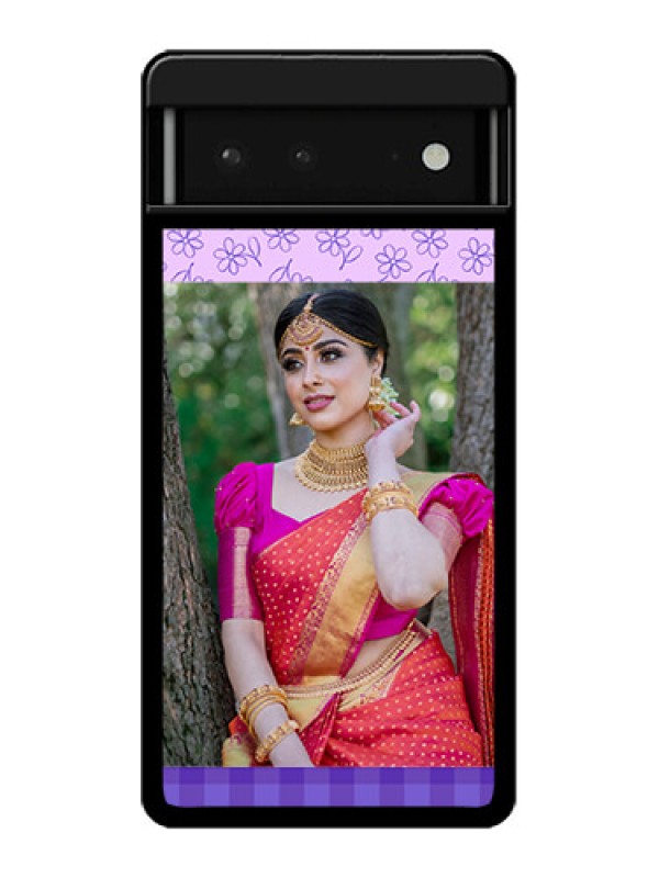 Custom Google Pixel 6 5G Custom Glass Phone Case - Purple Floral Design