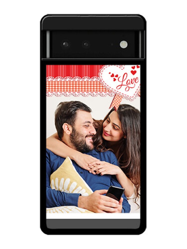 Custom Google Pixel 6 5G Custom Glass Phone Case - Red Love Pattern Design