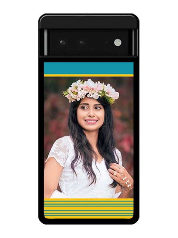 Custom Google Pixel 6 5G Custom Glass Phone Case - Yellow & Blue Design