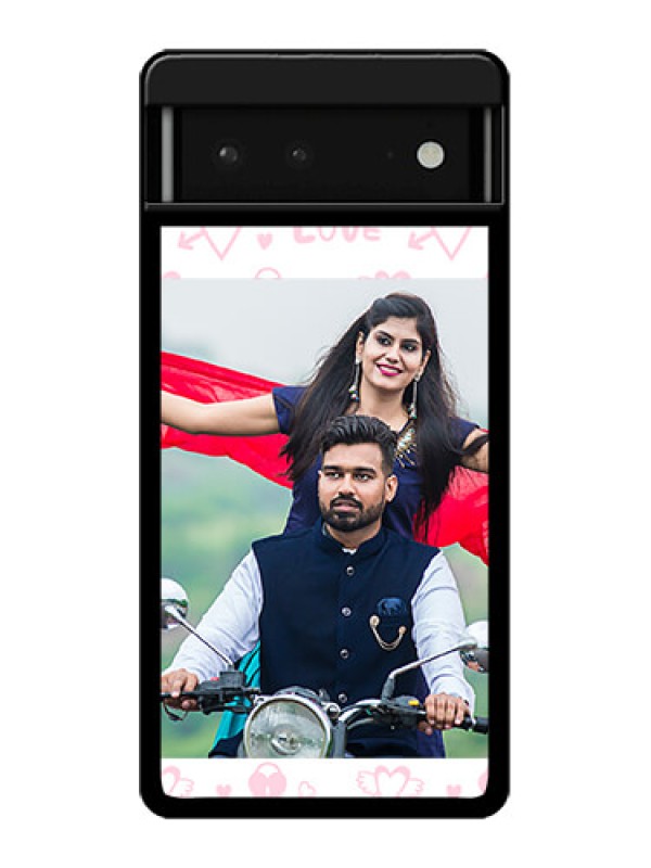 Custom Google Pixel 6 5G Custom Glass Phone Case - Pink Flying Heart Design