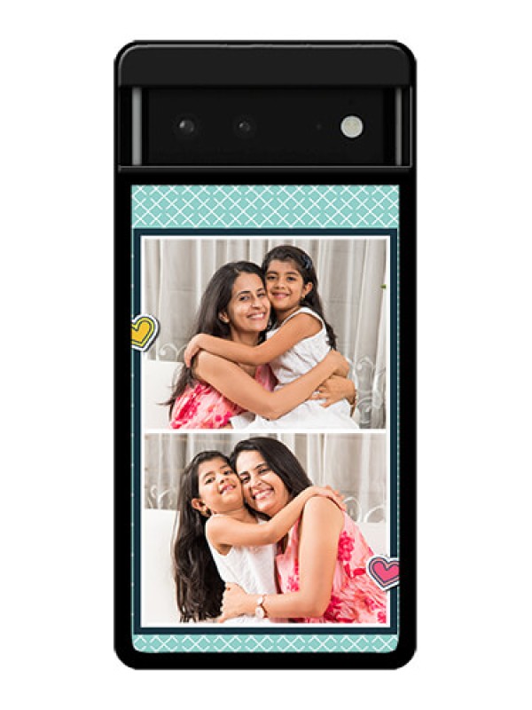 Custom Google Pixel 6 5G Custom Glass Phone Case - 2 Image Holder With Pattern Design