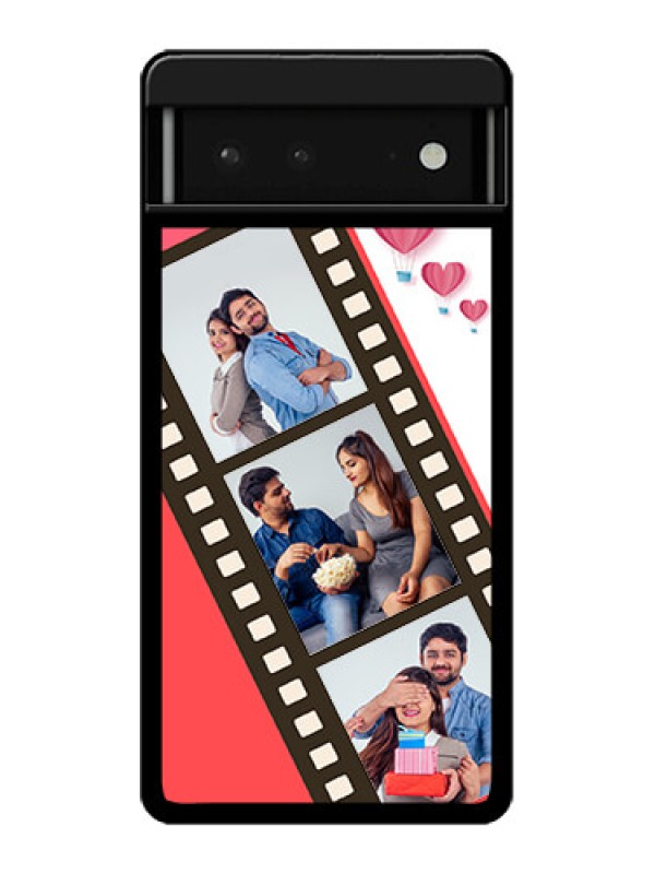 Custom Google Pixel 6 5G Custom Glass Phone Case - 3 Image Holder With Film Reel