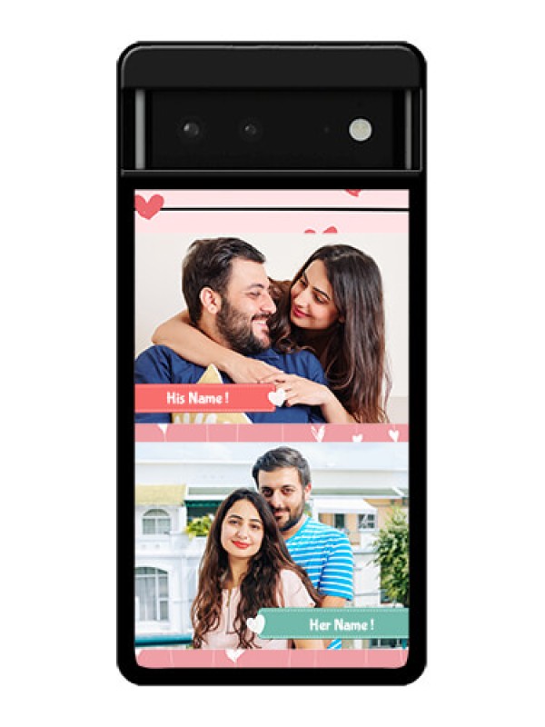 Custom Google Pixel 6 5G Custom Glass Phone Case - Photo With Heart Design