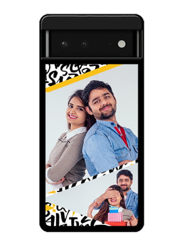 Custom Google Pixel 6 5G Custom Glass Phone Case - Letters Pattern Design