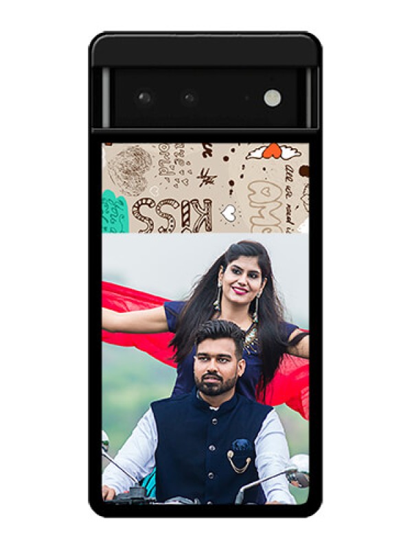 Custom Google Pixel 6 5G Custom Glass Phone Case - Love Doodle Pattern