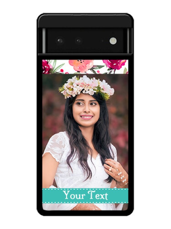 Custom Google Pixel 6 5G Custom Glass Phone Case - Water Colors Floral Design