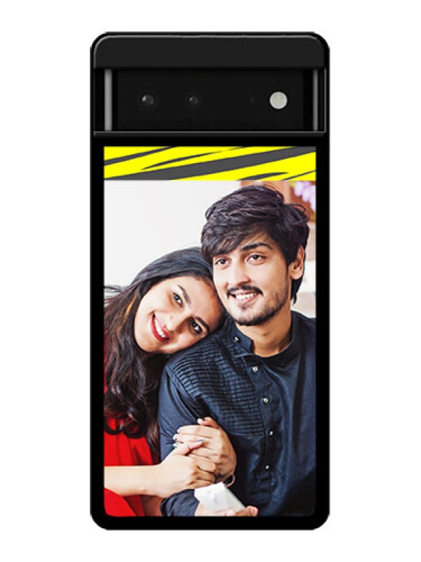 Custom Google Pixel 6 5G Custom Glass Phone Case - Yellow Abstract Design