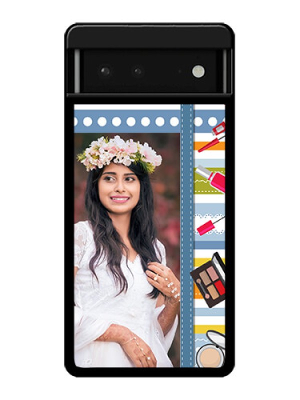 Custom Google Pixel 6 5G Custom Glass Phone Case - Makeup Icons Design