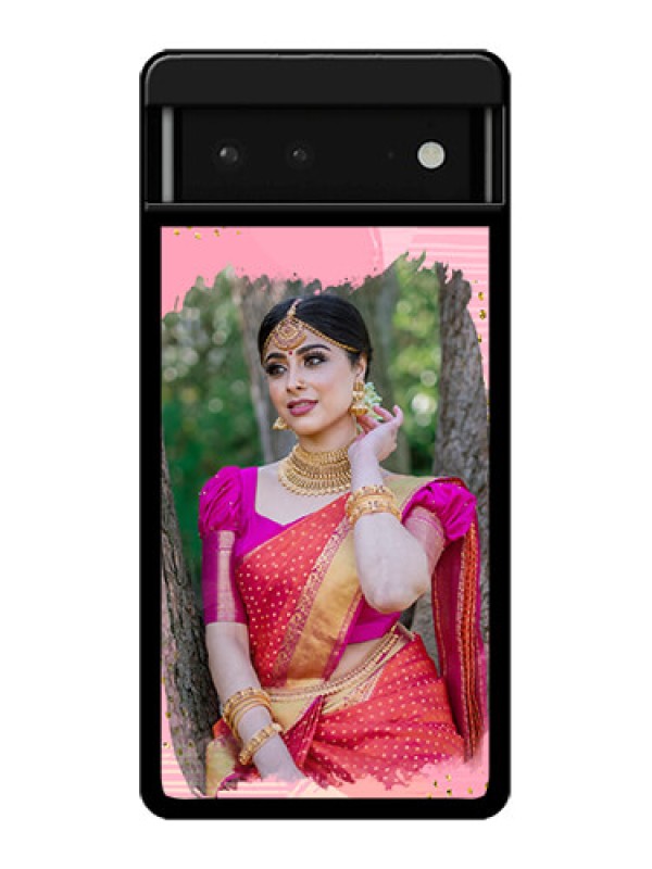 Custom Google Pixel 6 5G Custom Glass Phone Case - Gold Glitter Splash Design