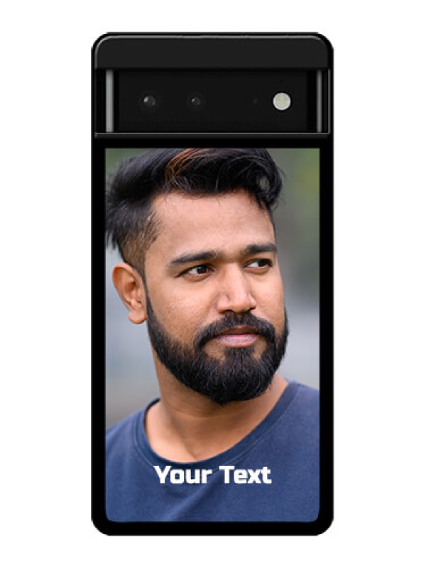 Custom Google Pixel 6 5G Custom Glass Phone Case - Photo With Text Design