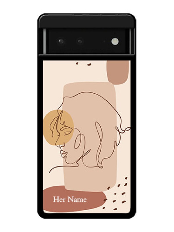Custom Google Pixel 6 5G Custom Glass Phone Case - Calm Woman Line Art Design