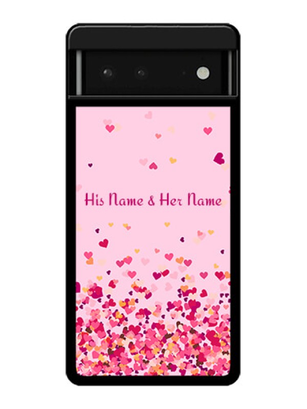 Custom Google Pixel 6 5G Custom Glass Phone Case - Floating Hearts Design
