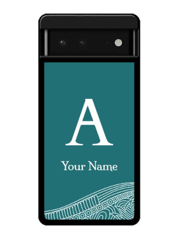 Custom Google Pixel 6 5G Custom Glass Phone Case - Line Art Pattern With Custom Name Design