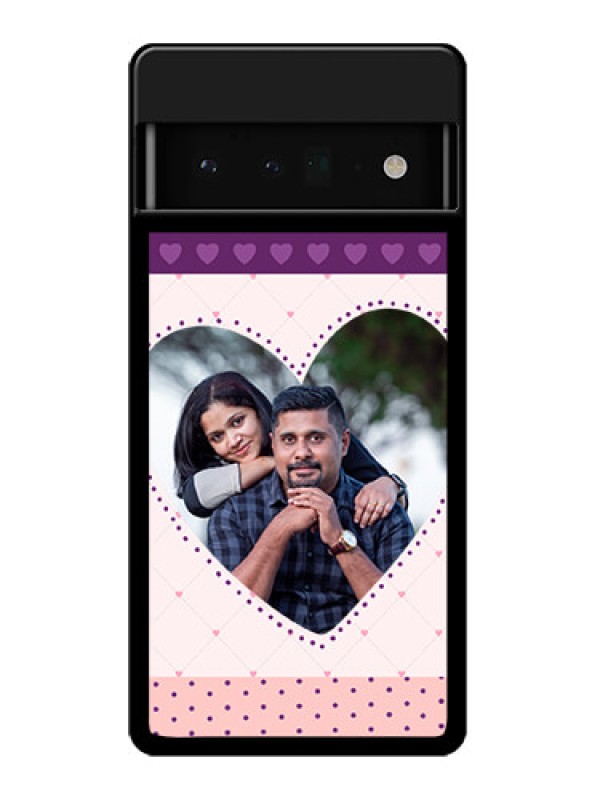 Custom Google Pixel 6 Pro 5G Custom Glass Phone Case - Violet Love Dots Design