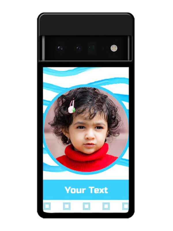 Custom Google Pixel 6 Pro 5G Custom Glass Phone Case - Simple Blue Case Design