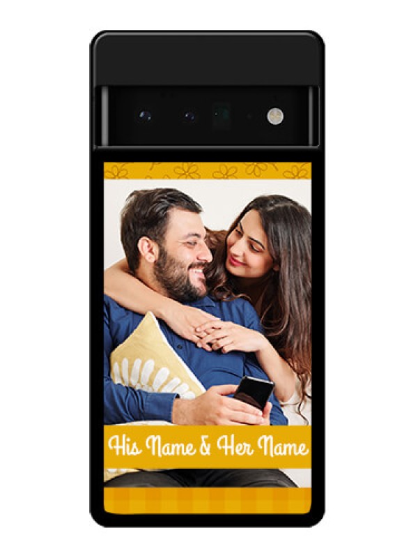 Custom Google Pixel 6 Pro 5G Custom Glass Phone Case - Yellow Floral Design