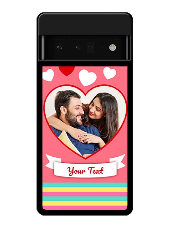 Custom Google Pixel 6 Pro 5G Custom Glass Phone Case - Love Shapes Doodle Design