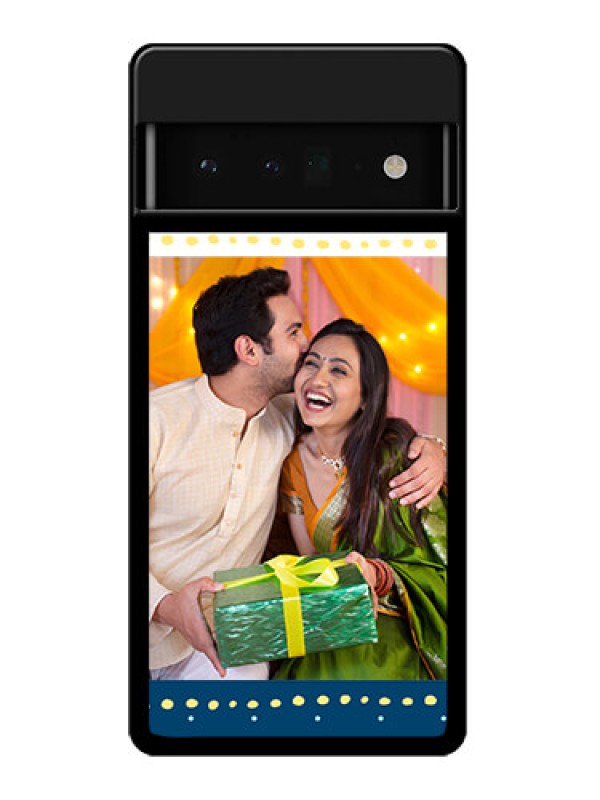 Custom Google Pixel 6 Pro 5G Custom Glass Phone Case - White And Blue Abstract Design