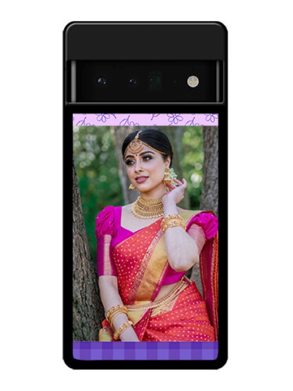Custom Google Pixel 6 Pro 5G Custom Glass Phone Case - Purple Floral Design