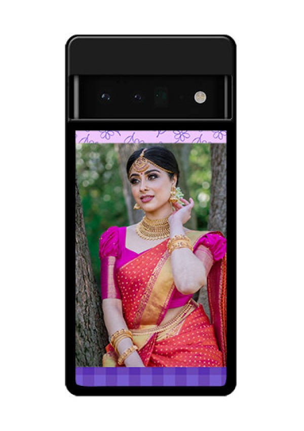 Google Pixel 6 Pro 5G Custom Glass Phone Case - Purple Floral Design