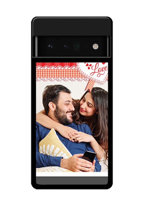 Google Pixel 6 Pro 5G Custom Glass Phone Case - Red Love Pattern Design