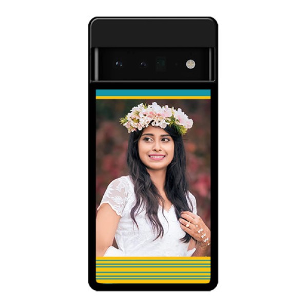 Google Pixel 6 Pro 5G Custom Glass Phone Case - Yellow & Blue Design
