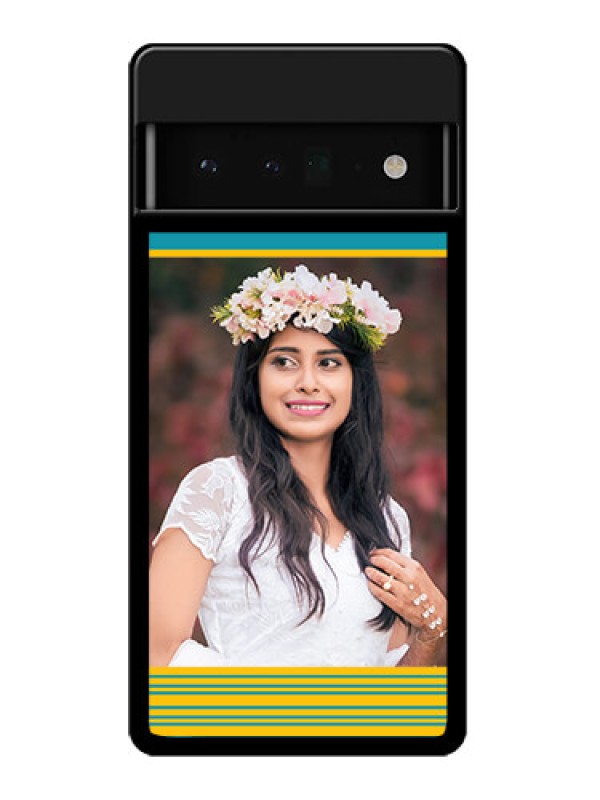 Custom Google Pixel 6 Pro 5G Custom Glass Phone Case - Yellow & Blue Design