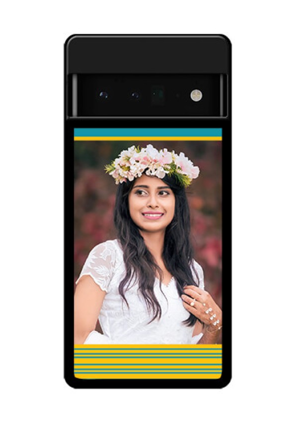 Google Pixel 6 Pro 5G Custom Glass Phone Case - Yellow & Blue Design