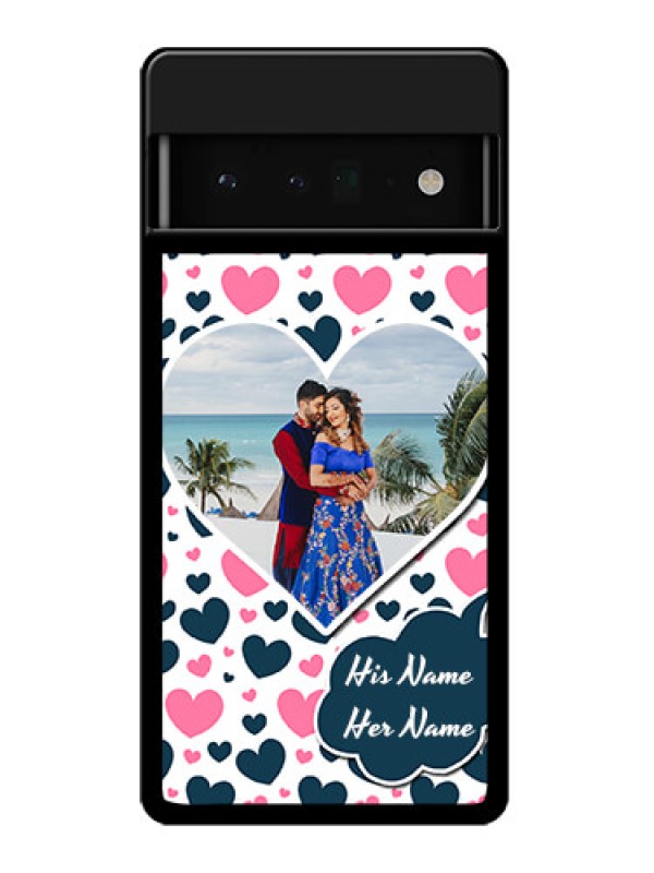 Custom Google Pixel 6 Pro 5G Custom Glass Phone Case - Pink & Blue Heart Design
