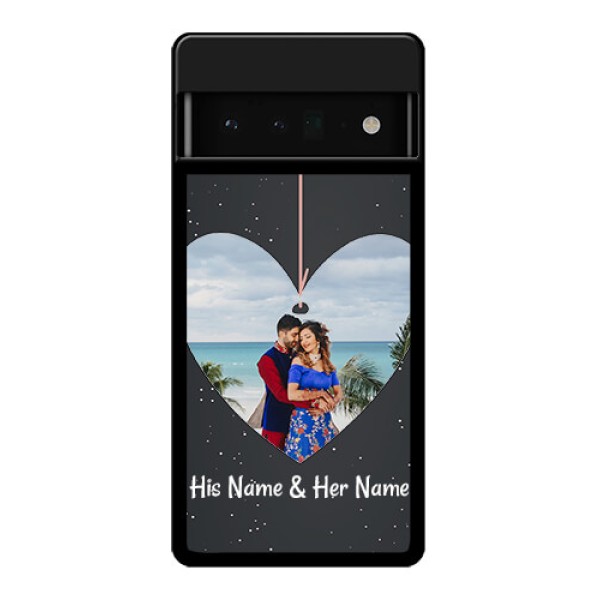 Google Pixel 6 Pro 5G Custom Glass Phone Case - Hanging Heart Design