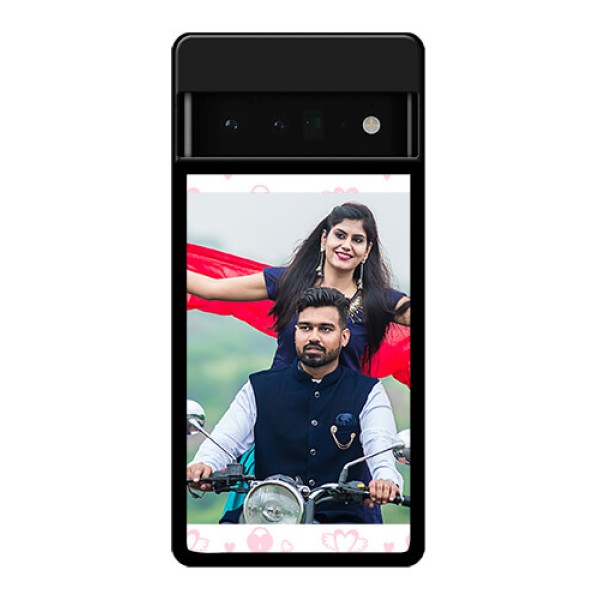 Google Pixel 6 Pro 5G Custom Glass Phone Case - Pink Flying Heart Design