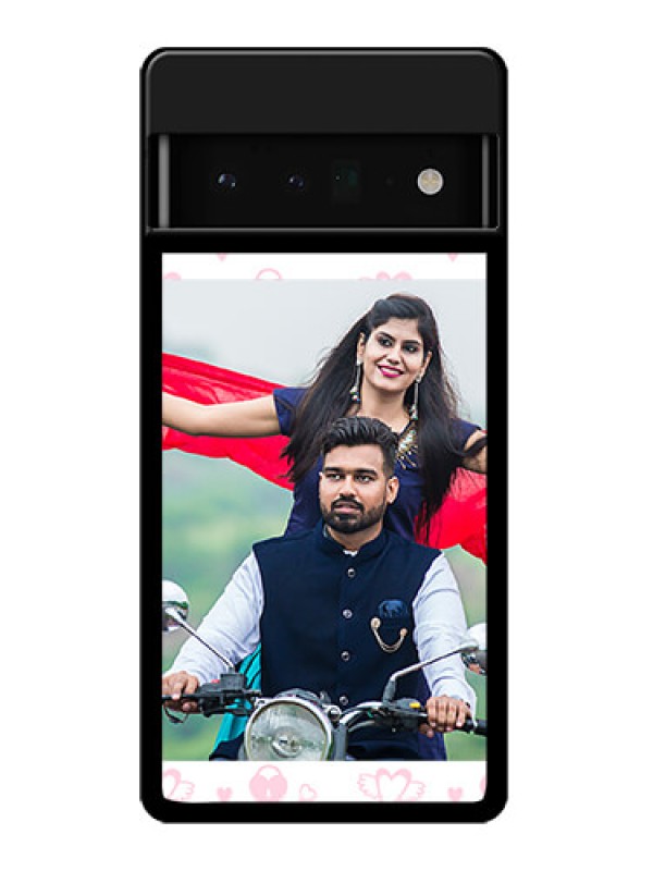 Custom Google Pixel 6 Pro 5G Custom Glass Phone Case - Pink Flying Heart Design