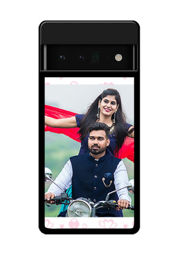 Google Pixel 6 Pro 5G Custom Glass Phone Case - Pink Flying Heart Design