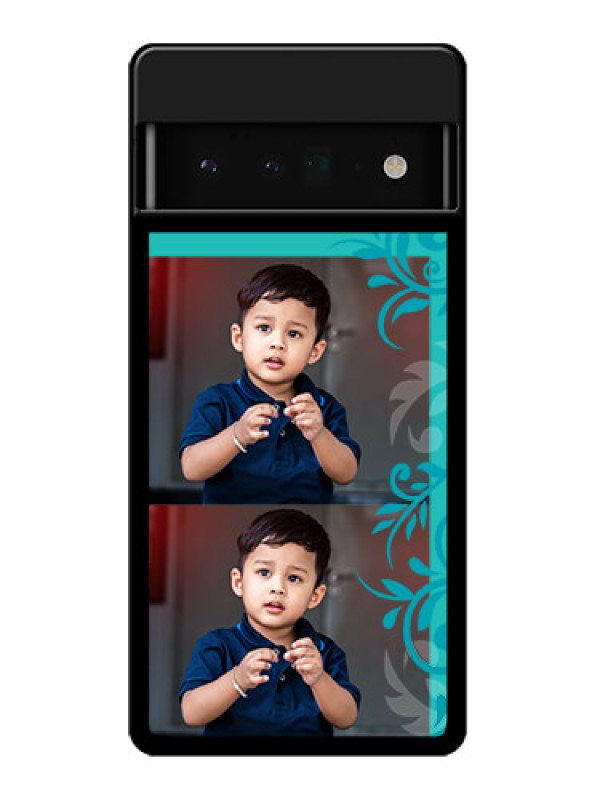 Custom Google Pixel 6 Pro 5G Custom Glass Phone Case - With Photo And Green Floral Design