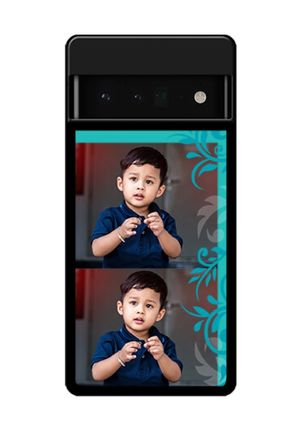 Google Pixel 6 Pro 5G Custom Glass Phone Case - With Photo And Green Floral Design